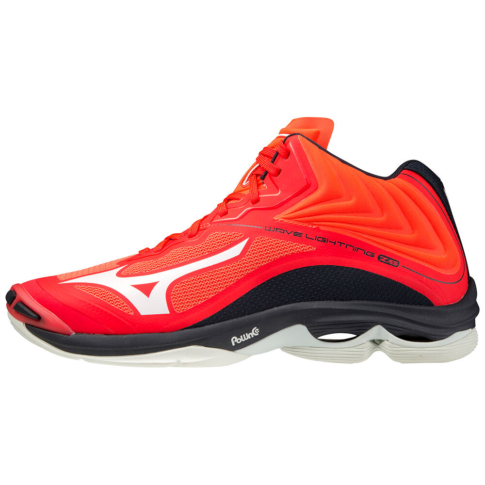 Mizuno Wave Lightning Z6 Mid - Erkek Voleybol Ayakkabısı - Turuncu/Beyaz/Mavi Türkiye (LTGHQR-230)